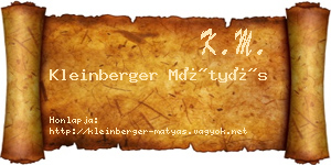 Kleinberger Mátyás névjegykártya